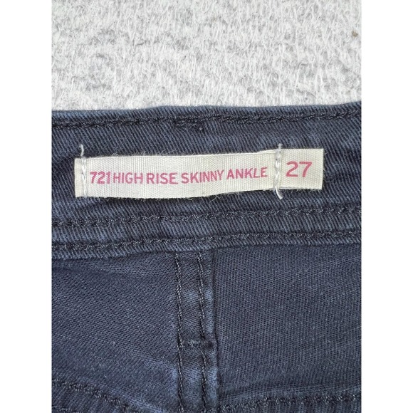 Levis 721 High Rise Skinny Ankle Jeans Womens 27 Black Cargo Stretch Denim Pants - Picture 7 of 16